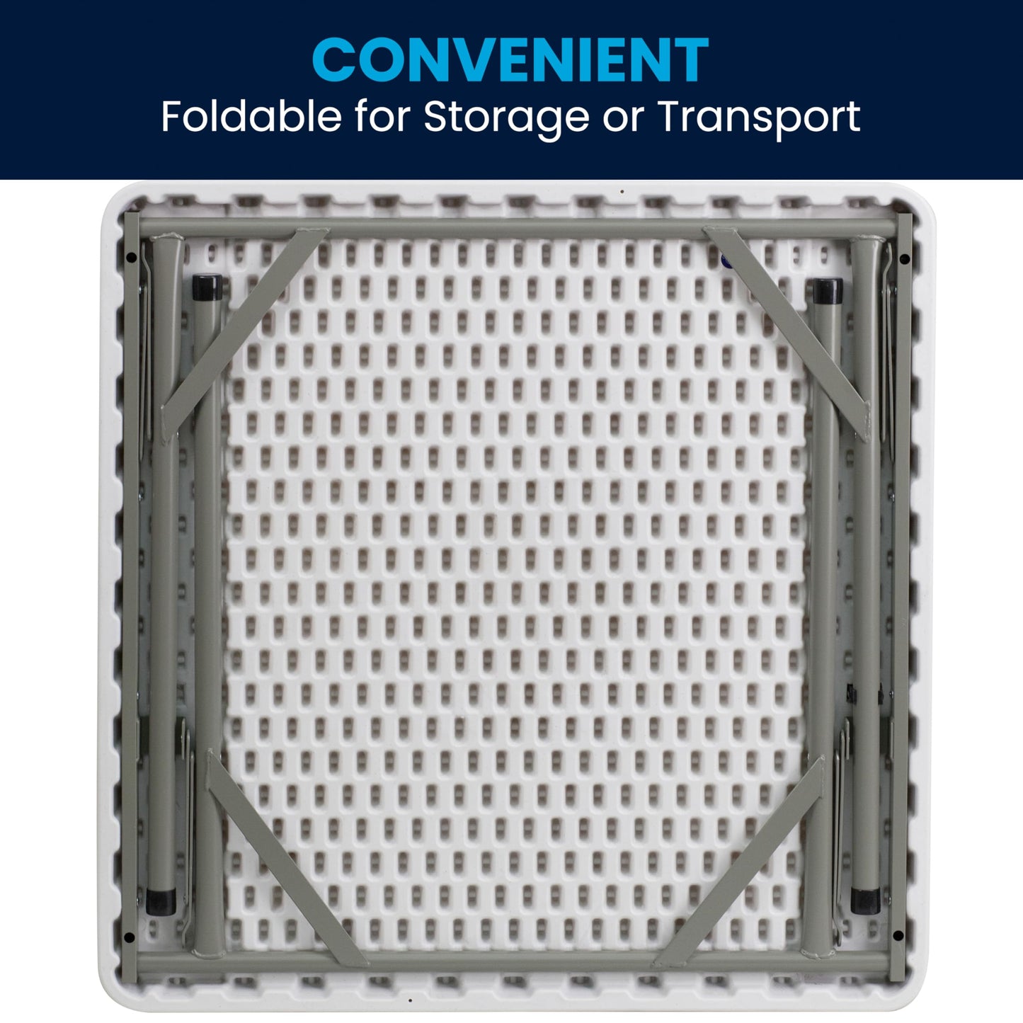 Flash Furniture Square Plastic Folding Event Tables, Set of 12, Granite White