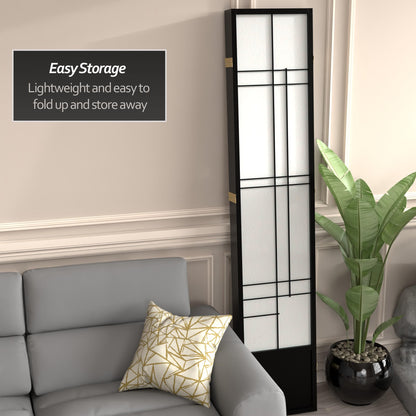 Red Lantern 7 ft. Tall Eudes Shoji Screen - Black - 5 Panels
