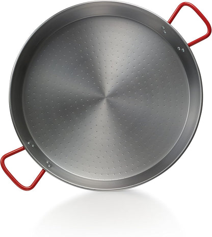 Garcima La Ideal Polished Steel Paella Pan, 30 cm, Silver/Red
