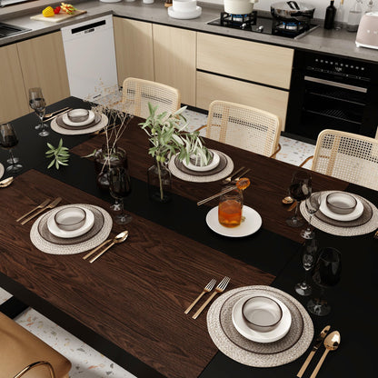 WOODTIME 86.6" W Dining Table for 8-10 People, Versatile Modern Wooden Dinner Table Kitchen Table for Dining Room Conference Room, Black & Brown