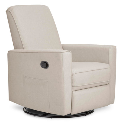 Evolur Raleigh Upholstered Manual Glider Recliner– Rocking & 360° Swivel with Smooth Glide – Greenguard Gold & FSC Certified – Modern Nursery and Living Room Chair in Light Sand
