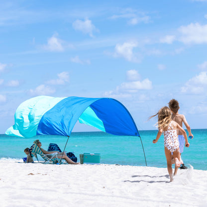 Shibumi Shade 3.0 Version | Wind-Powered Beach Tent Shade Canopy | Sets Up in 3 Mins | 150 Sq. Ft. of Shade for up to 8 People | Includes Wind Assist | UPF 50+ Sun Protection
