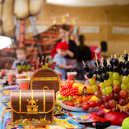 Chinco Treasure Treat Chest Boxes Cardboard Pirate Treasure Chest Party Favor Box Present Goodie Boxes for Halloween Game Pirate Theme Party（48 Pcs）