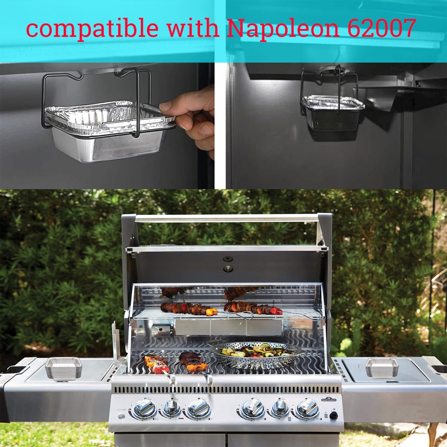 DONSIQIZZ 30 Pack Drip Pans Compatible with Napoleon BBQ Grills 62007 Grease Tray Disposable, for Napoleon Rogue Series Grill, Aluminum Foil Replacement