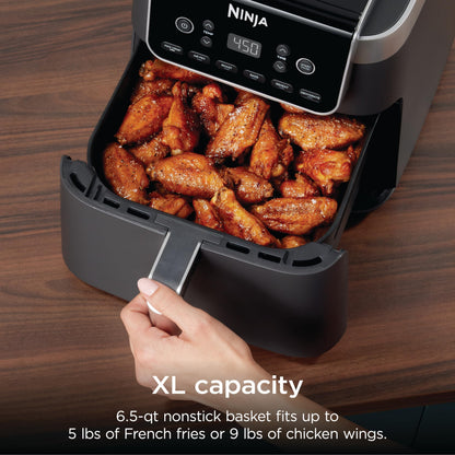 Ninja XL Air Fryer with MaxCrisp | 6.5 QT Capacity | 6-in-1 Max Crisp, Air Fry, Roast, Bake, Reheat & Dehydrate | 450°F Temp | 1750 Watts | Nonstick Basket, Crisper Plate & Recipe Guide | Grey | AF181