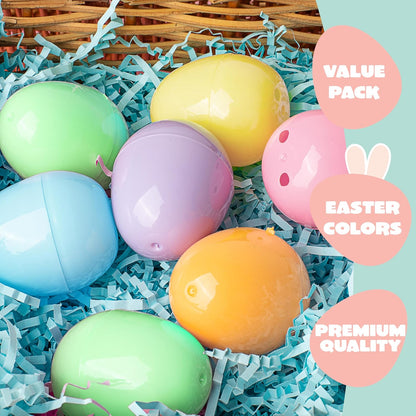 25PCS 2.3" JOYIN Pastel Easter Eggs, Empty Plastic Eggs, Colorful Plastic Eggshell Bulks for Easter Hunt, Filling