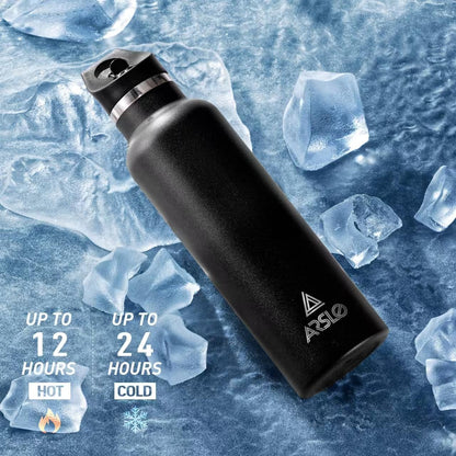 Arslo Stainless Steel Double Wall Water Bottles 20 Ounce, Vacuum Insulated Bottle With Straw Lid, Insulated Water Bottle Keeps Water Cold for 24 Hours, Hot for 12 Hours, Hiking, Sports