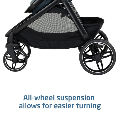 Maxi-Cosi Zelia Pro 5-in-1 Travel System with Mico Pro Infant Car Seat, Baby Stroller Combo, Reversible Seat, Large Wheels, Adjustable Handle, Newborn to Toddler, Lightweight, Seascape
