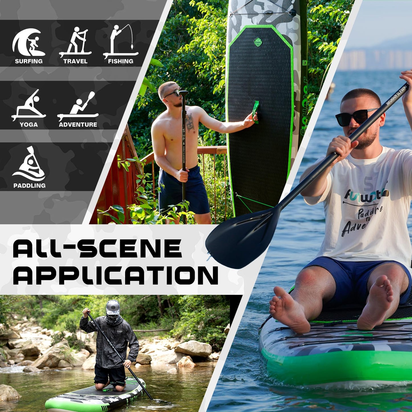 FunWater Inflatable Stand Up Paddle Board with Premium SUP Paddleboard Accessories, Anti-Slip EVA Deck, Paddle Boards for Adults & Youth of All Skill Levels