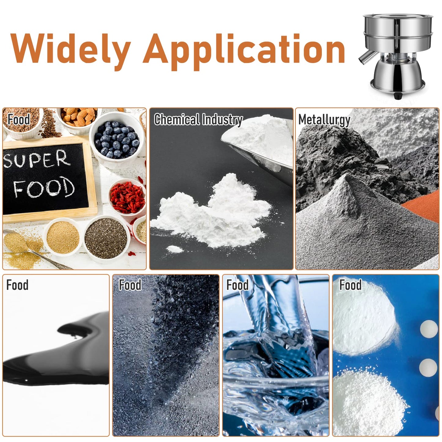 Sidasu Automatic Powder Sifter Machine 10 Mesh 60 Mesh Automatic Sieve Shaker Vibrating Machine 110V Stainless Steel Sieve Shaker Machine with 2 Screens,Sieve Shaker Machine for Flour Powders