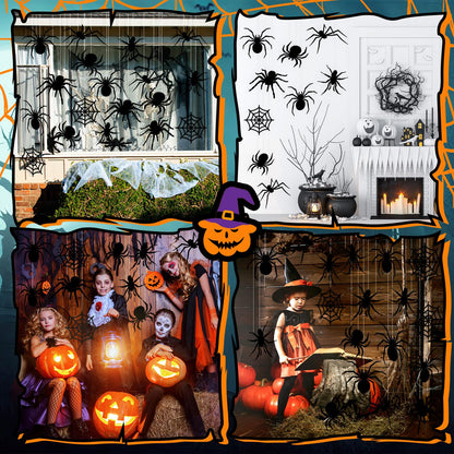 Sintuff 24 Pcs Halloween Spiders Hanging Decoration - Outdoor Spiders Webs Plastic Decor for Tree, Porch, Yard