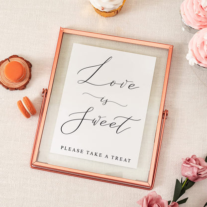 Calculs Rose Gold Floating Frame Vertical Shelf Picture Frame Tabletop Rose Gold Sign Photobooth Place Card/Menu Holder for Wedding, Party, Ceremony or Home Décor