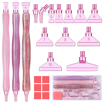 Snewvie Diamond Painting Pen Accessories Tools Set,3PCS Glitter Diamond Art Pen and 12Pcs Metal Screw Thread Multi Placer Tips,Resin Diamond Painting Drill Pens for DIY Diamond Art