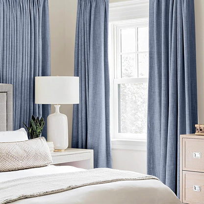 MIULEE Blackout Curtains - 100% Thermal Insulated Linen Texture - Stone Blue | 52x63 Inch (2 Panels)