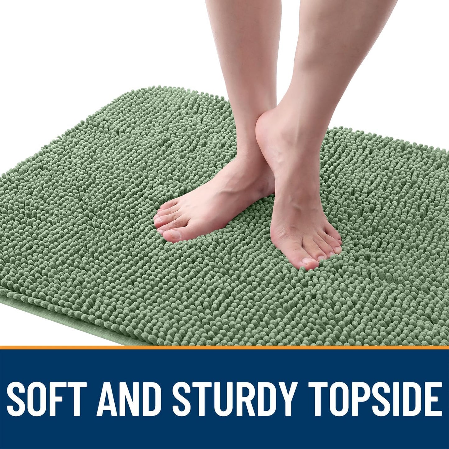 OLANLY Dog Door Mat - Absorbent Non-Slip Mud Mat for Muddy Paws | 59x24 Inches, Quick Dry Chenille, Olive Green