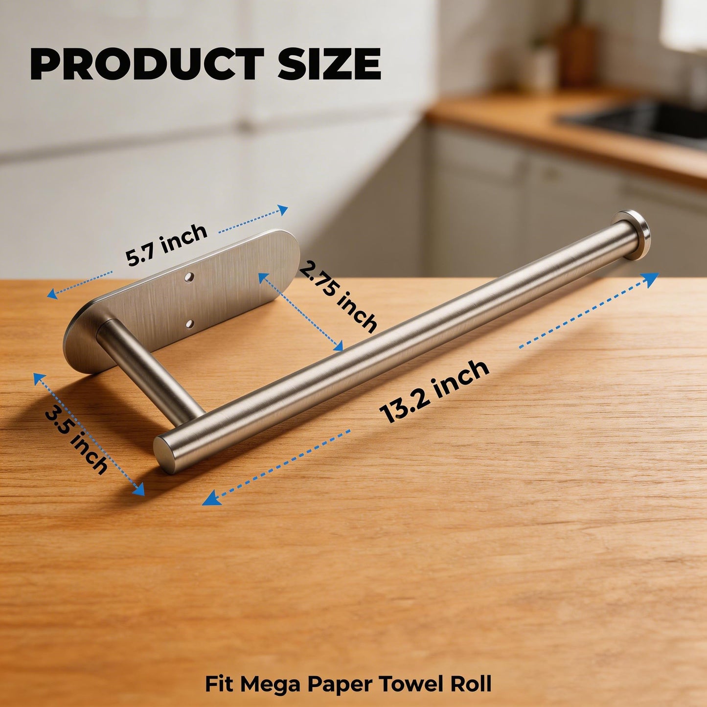 CUXIXA Paper Towel Holder Under Cabinet 2 Pack,Stainless Steel Paper Towel Holder Wall Mount for Kitchen, Bathroom, RV, Paper Towel Rack with Self Adhesive and Screws (Silver)