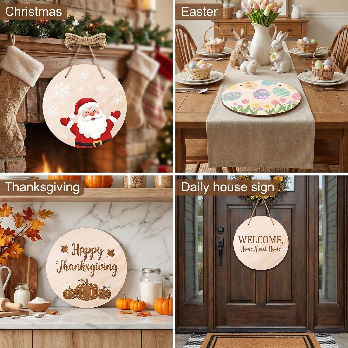 10 Pack Blank Unfinished Round Wood DIY Crafts Signs 2mm Basswood Sheets for Laser Cutting 12 Inch Wooden Door Hanger Sign DIY Painting Halloween