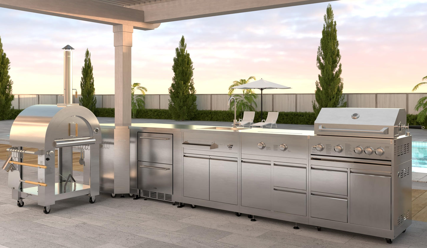 KoolMore 32 in. Outdoor Propane Gas and Wood fired Pizza Oven in Stainless-Steel