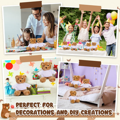 Blueweenly 20 Pcs 5 Set Graduation Make Your Own Stuffed Animal Teddy Bear Kit Including 5 9.84 Inches Velvet Animal with T Shirts and Markers for Graduates DIY Craft Gift(Brown,Bear)