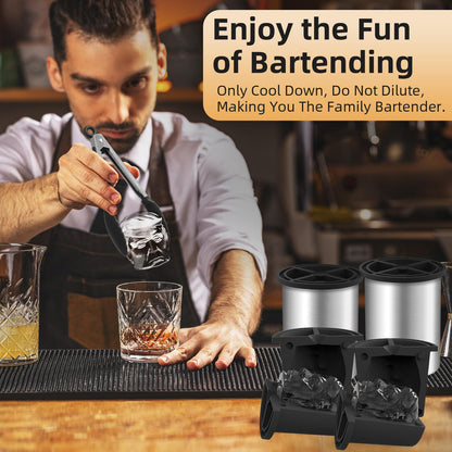 Clear Ice Cube Maker, 2" Clear Ice Ball Maker for Old Fashioned Whiskey lover, Bourbon, Whiskey, Cocktail Funny Gifts for Men on Birthday or Holiday, Easy-Release Stainless Steel Ice Mold(1Pack)