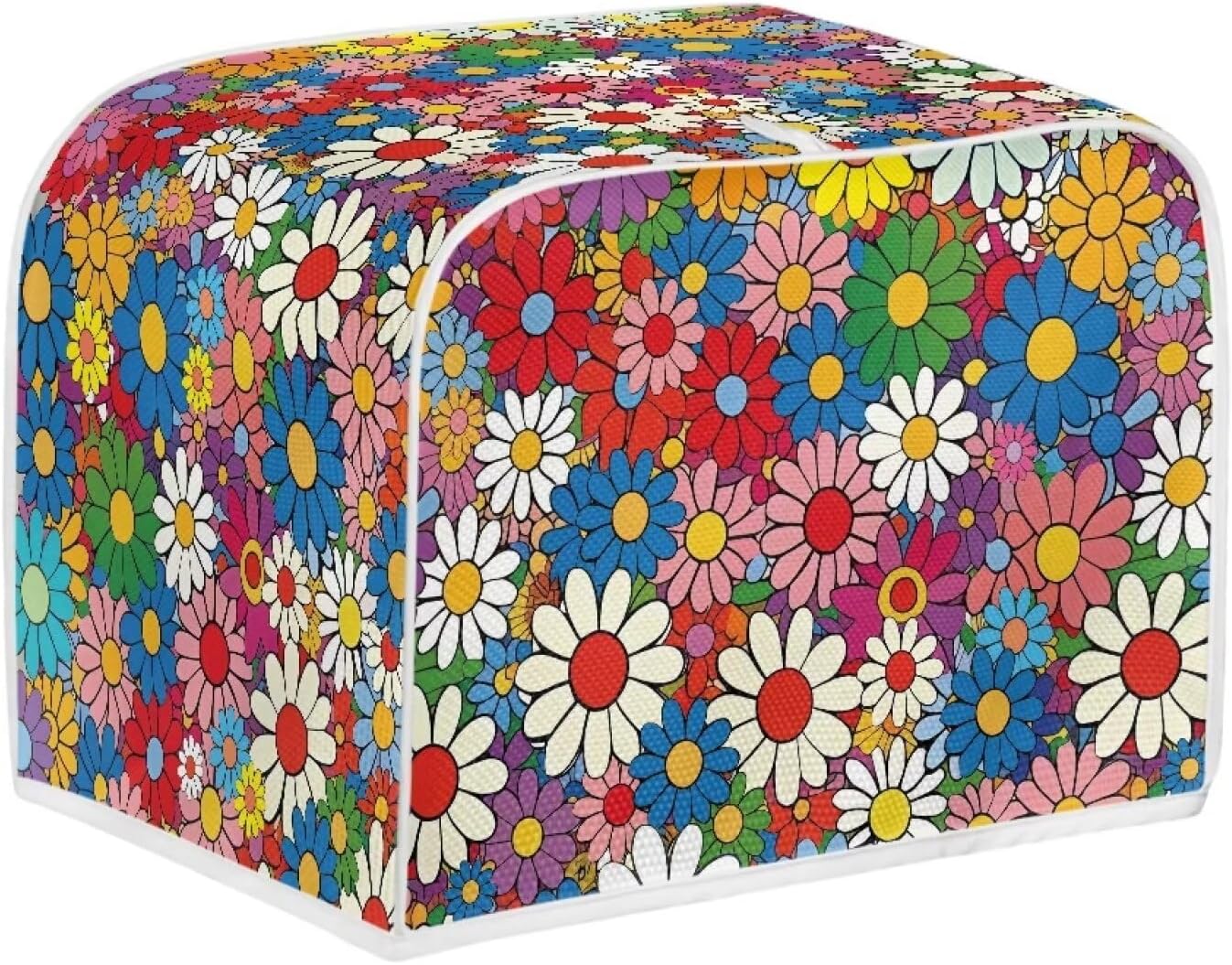 Daisy Flowers Printed Toaster Cover, 4 Slice Washable Kitchen Appliance Protector for Dust and Fingerprint