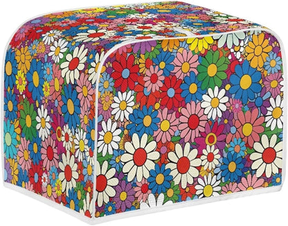 Daisy Flowers Printed Toaster Cover, 4 Slice Washable Kitchen Appliance Protector for Dust and Fingerprint