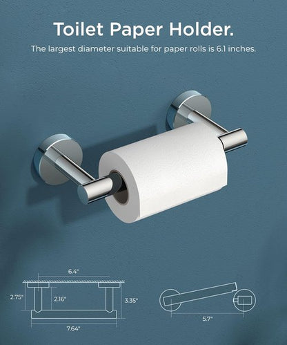FORIOUS Toilet Roll Holder - Rustproof Stainless Steel Double Post with Swivel Design | Chrome Finish