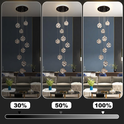 KAUCQI 10-Light High Ceilings Long Chandeliers Modern Crystal Staircase Chandelier Hanging Flush Mount Lighting Fixtures for Spiral Staircase,Foyer,Entryway