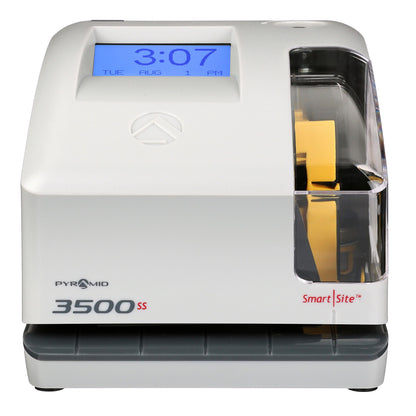 Pyramid Time Systems - 3500SS Employee Automatic Time Clock Bundle for Payroll Tracking and Attendance Management, Punch Clock with SmartSite Alignment, 25 Time Cards, 1 Ribbon and 2 Security Keys
