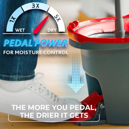 O-Cedar EasyWring Microfiber Spin Mop - Efficient Floor Cleaning System | Red & Gray Standard Size