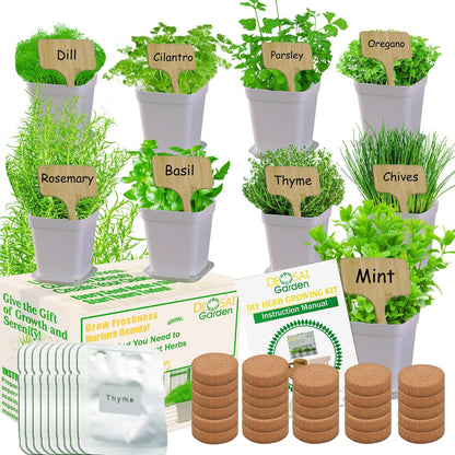 DESAI Garden 9 27 Indoor Herb Garden Kit, Non-GMO Seeds with Reusable Pots, Planter DIY Grow Kits for Growing Herbs