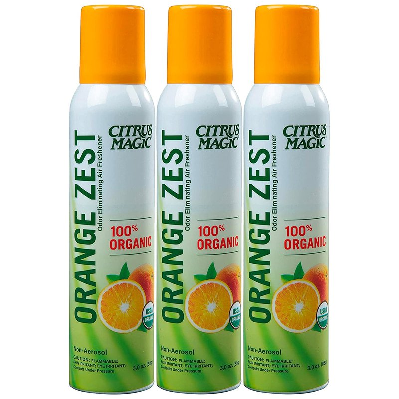 Citrus Magic Organic Natural Odor Eliminating Air Freshener Spray, Orange Zest, 3-Ounce, Pack of 3