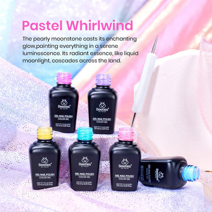 Beetles Cat Eye Gel Nail Polish Set, 6 Summer Colors Pastel Shimmer Glitter Gel Polish Kit Soak Off LED UV Curing Requires Pink Red Blue Orange Green Purple Velvet Gel with Magnet Gift for Women