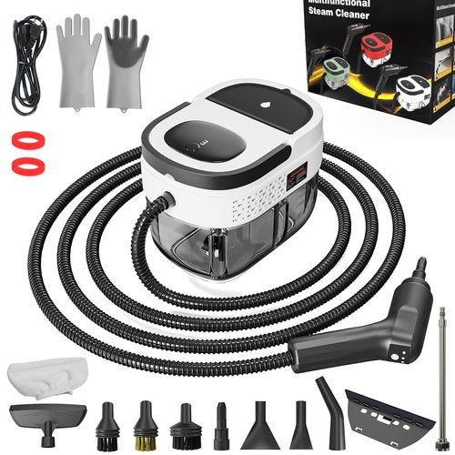 Handheld Steam Cleaner, 2500W High Pressure Steamer for Cleaning, Portable Steam Cleaner with 1.6L Water Tank, 3 Levels Adjustable Handle, Steam Cleaner for Home, Car, Furniture, Bed Bugs (White)