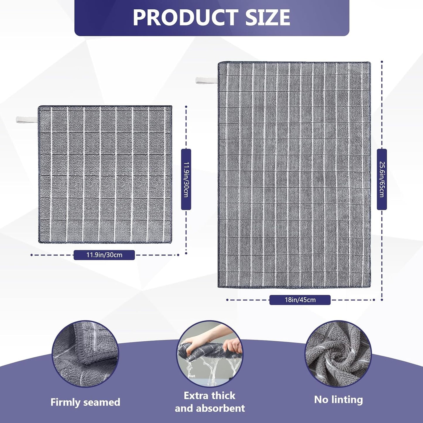 Set 8-Pack (12"x12" 18"x26") FGSAEOR Microfiber Kitchen Towels & Dish Cloths - Premium Ultra-Soft, Super Absorbent