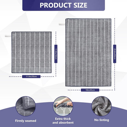 Set 8-Pack (12"x12" 18"x26") FGSAEOR Microfiber Kitchen Towels & Dish Cloths - Premium Ultra-Soft, Super Absorbent