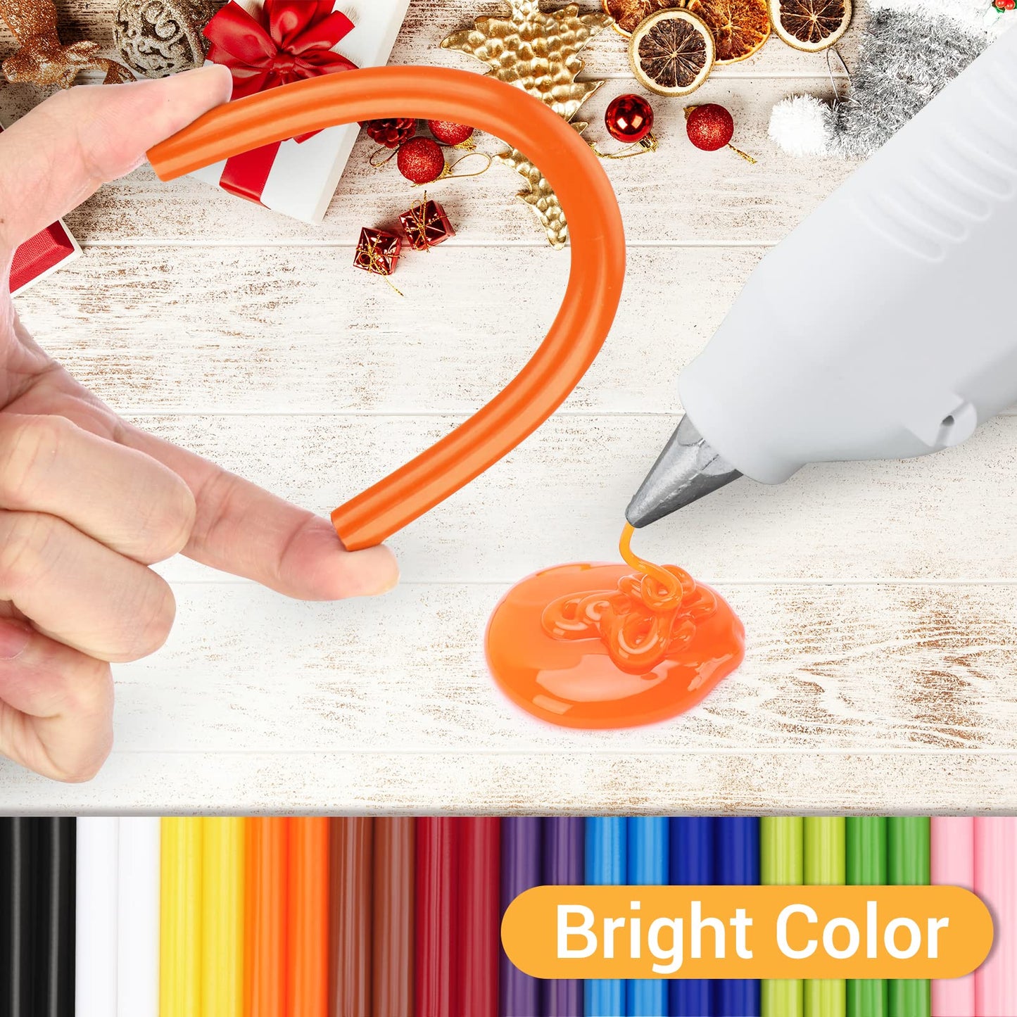 Manarty 24 PCS 8" Long x 0.43" Dia Color Hot Glue Sticks Full Size and 48 PCS 0.27" Dia x 4" Long Mini White Hot Glue Sticks