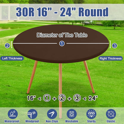 18"-24" Moosfor Round Spandex Tablecloth, Elastic Fitted Waterproof Tablecloths for Tables, Stretch Washable Picnic