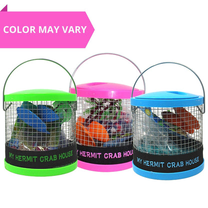 Needzo DIY Terrarium Kit, Small Hermit Crab Starter Kit with Wire Cage, Palm Tree Water Holder, Sponge, Bag of Food and Gravel, All in One Pet Supplies, Color May Vary, 4.5 Inches