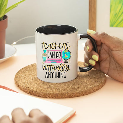YouNique Designs Teacher Appreciation Cup - 11 Ounces, Virtual Teacher Coffee Mug, Best Teacher Mug for Women (Black