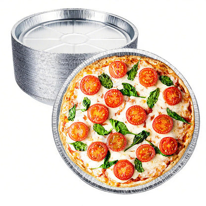 GDOODM 50 Pack Aluminum Pizza Pans Foil Pizza Pans, 11 Inch Round Disposable Pizza Pan Foil Focaccia Pan, Chocolate Cookies Cake Tin, Serving Platter Tray, Freezer & Oven Safe