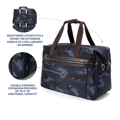 Travelpro Platinum Elite Carry on Soft Travel Duffel Bag, Weekender, Gym Bag, Men and Women, Navy Camouflage, 19 Inch