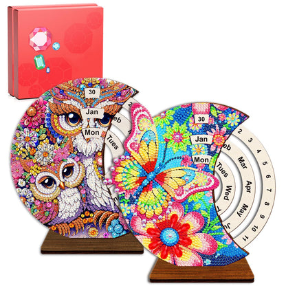 CharySim Diamond Art Calendar Kits for Adults Diamond Gem Art Kit Paint By Dots Kits Rhinestone Craft Kit for Women Relaxing Night Craft DIY Bedazzling Art Desktop Stand