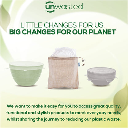 unwasted Reusable Silicone Lids (Variety Pack) – Upgrade Your Kitchen Gadgets with Our Covers for Food Storage – Reusable Silicone Stretch Lids and Food Covers for Containers (Pack of 7)