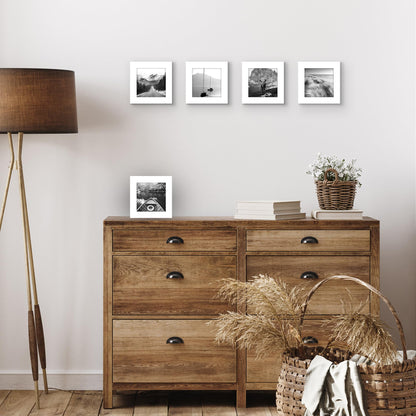 Americanflat 4x4 Picture Frame with Polished Plexiglass - Set of 5 - Galleria Collection - Square Frames for Tabletop and Wall Display - White