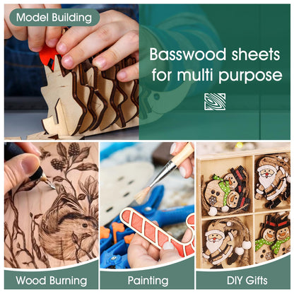 20 Pack Basswood Sheets 1/8x12x12 Inch 3mm Basswood for Laser Cutting, Drawing,Wood Burning, Architectural Models.Plywood Sheets Unfinished Wood Sheets for DIY Crafts.
