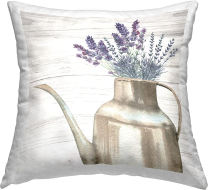 Stupell Industries 18 x 18 Lavender Herbs Country Vase Design Throw Pillow, Purple