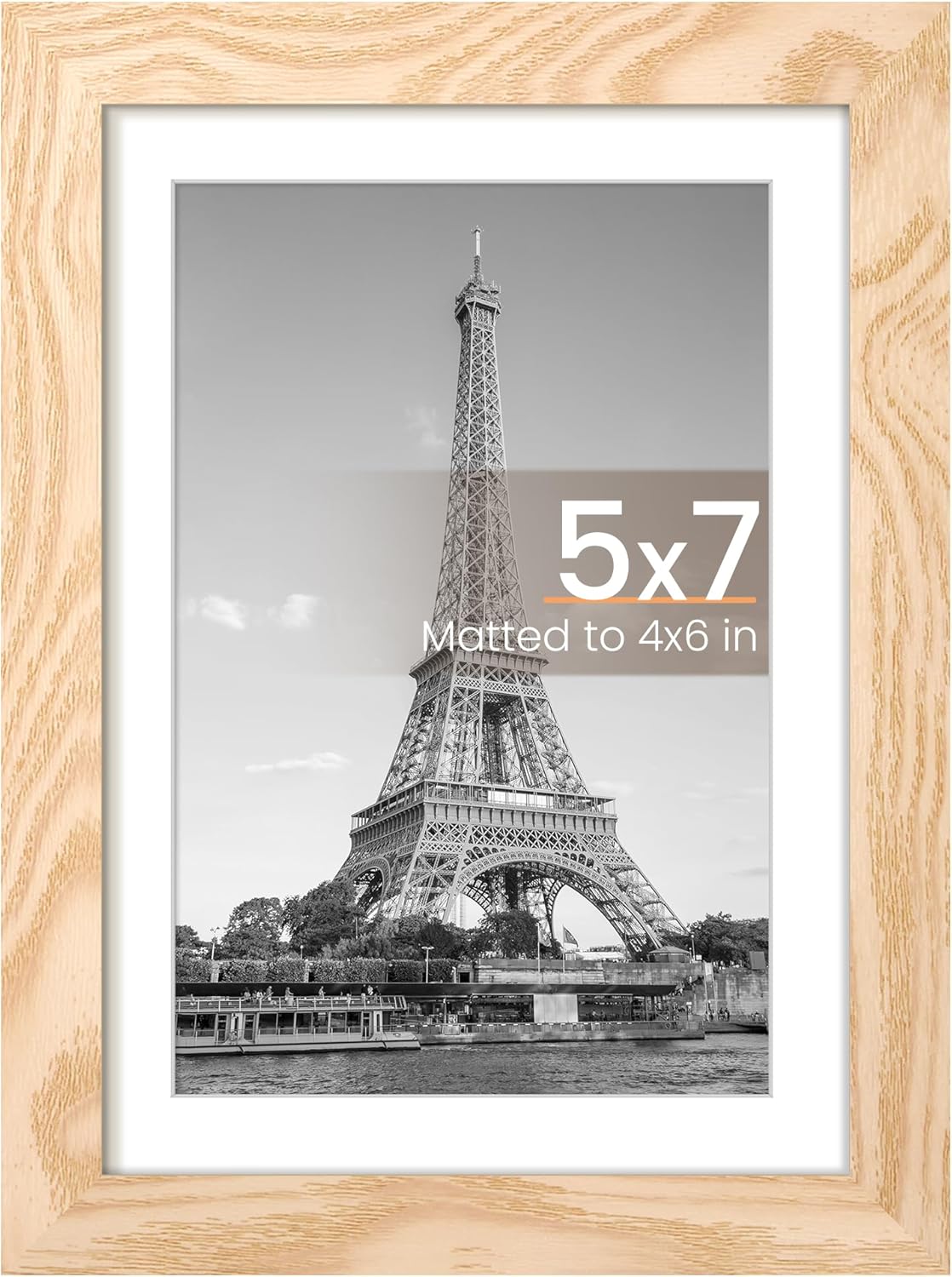 Upsimples 5x7 Picture Frame - Versatile Display for 4x6 Photos with Mat or 5x7 Without - Natural Finish