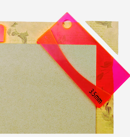 15-Piece Book Binding Ruler Set, Includes T-Shaped, Cutting Angle, and L Rulers, Acrylic Material (Fluorescent Pink)