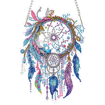 DOMROM Dream Catcher Diamond Painting Kits Hanging Pendant, 5D Special Shaped Crystal Diamond Art Window Pendant Ornament Double Sided Pattern Wall Art Hanging Sign for Beginners 5.1x7.6in